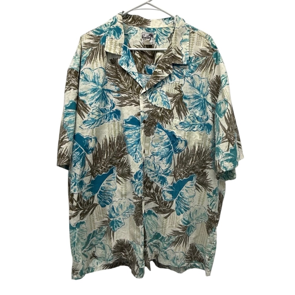 Paradise Style Hawaii Mens 3XL Cotton Floral Palm Hawaiian Button Down Shirt